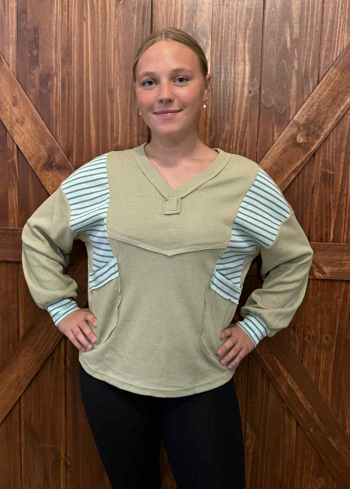 KEEP ME IN LINE LONG SLEEVE TOP