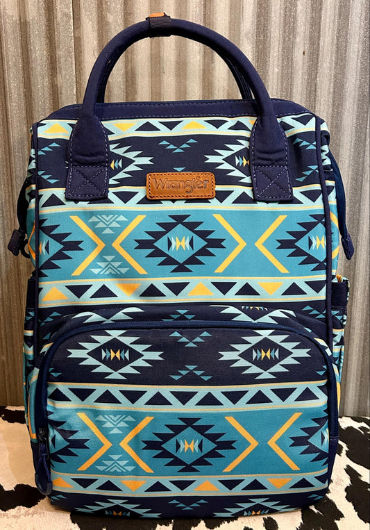 NAVY WRANGLER AZTEC BACKPACK/DIAPER BAG