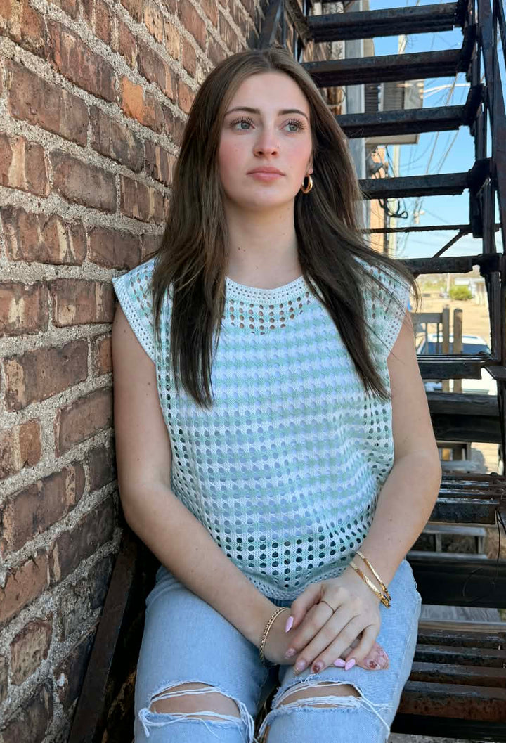 BRUNCH PLANS CROCHETED KNIT TOP