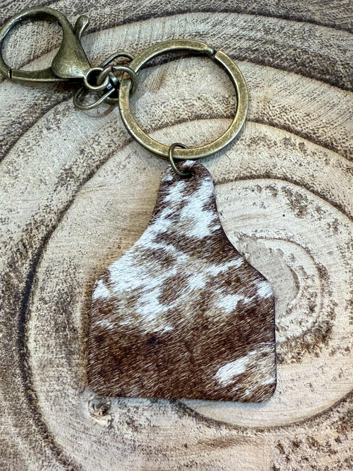 COW TAG HAIR ON KEYCHAIN