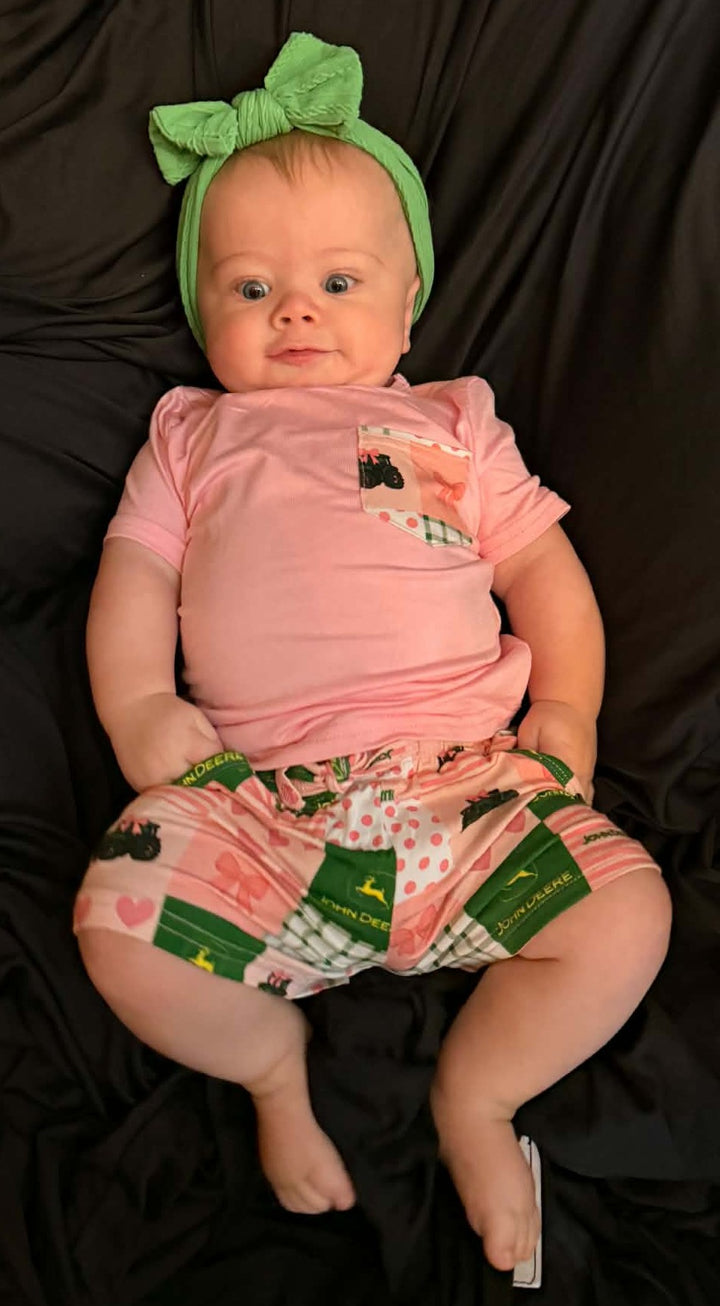 JOHN DEERE PINK BAMBOO 2 PIECE SHORT SET