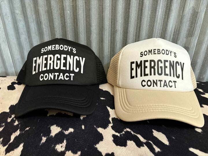 EMERGENCY CONTACT TRUCKER HAT