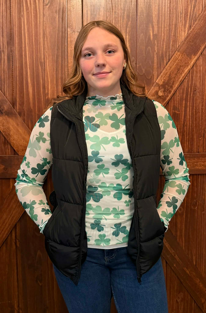 LUCKY CLOVER SLEEK STYLE MESH TOP