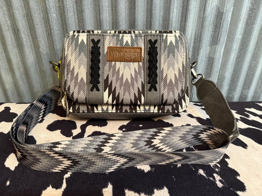 Grey Wrangler Chevron Crossbody With Wallet Compartment