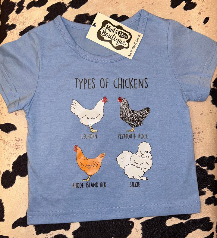 25% BLUE TYPES OF CHICKENS SHIRT