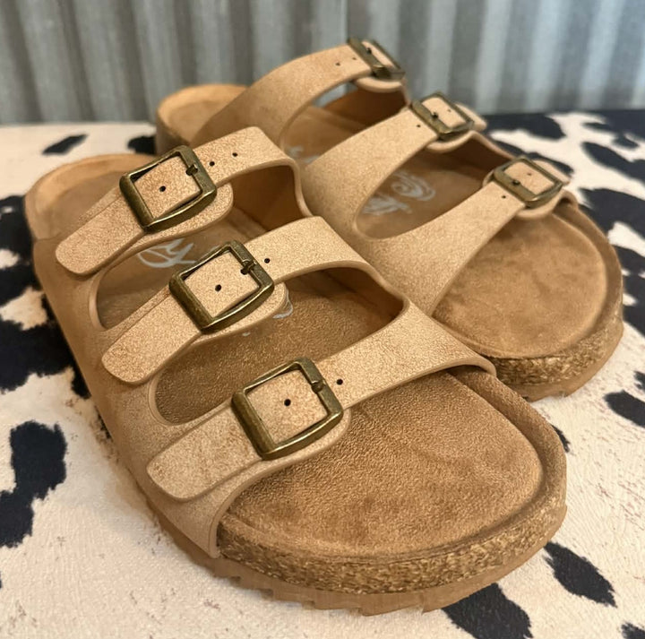 ENOUGH SAID SLIP ON STRAP SANDALS