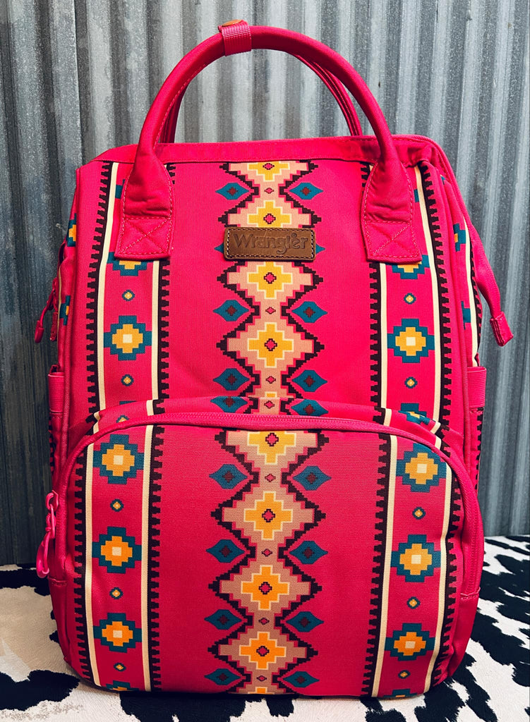 HOT PINK WRANGLER AZTEC BACKPACK/DIAPER BAG – Mud & Moo Boutique
