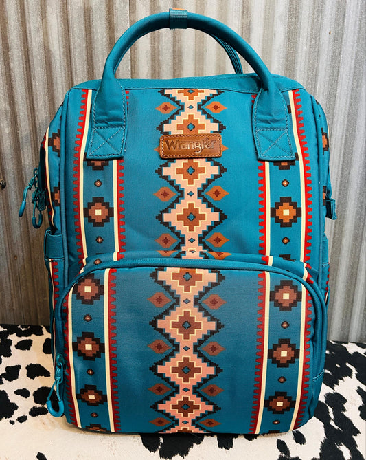 TURQUOISE WRANGLER AZTEC BACKPACK/DIAPER BAG