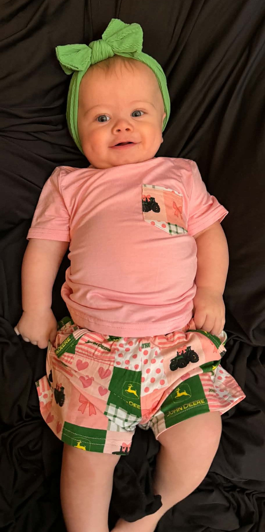 JOHN DEERE PINK BAMBOO 2 PIECE SHORT SET