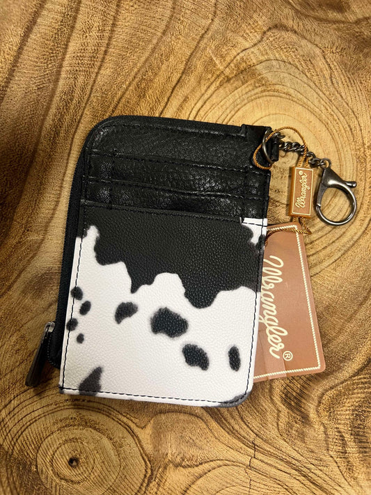 COW PRINT WRANGLER MINI ZIP CARD CASE