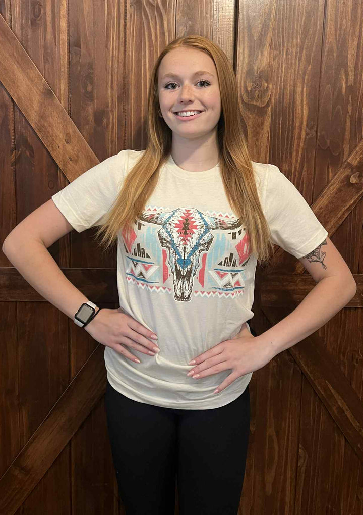 AZTEC WESTERN COW GRAPHIC TEE