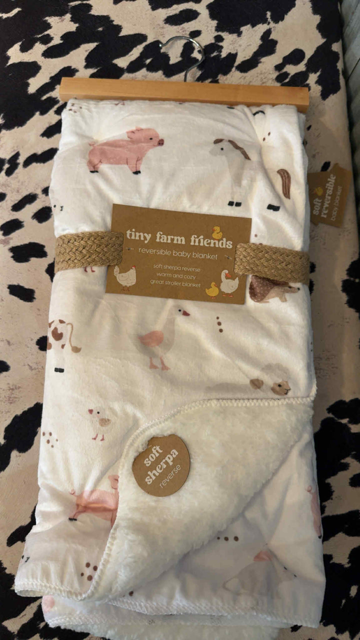 TINY FARM FRIENDS REVERSIBLE BABY BLANKET