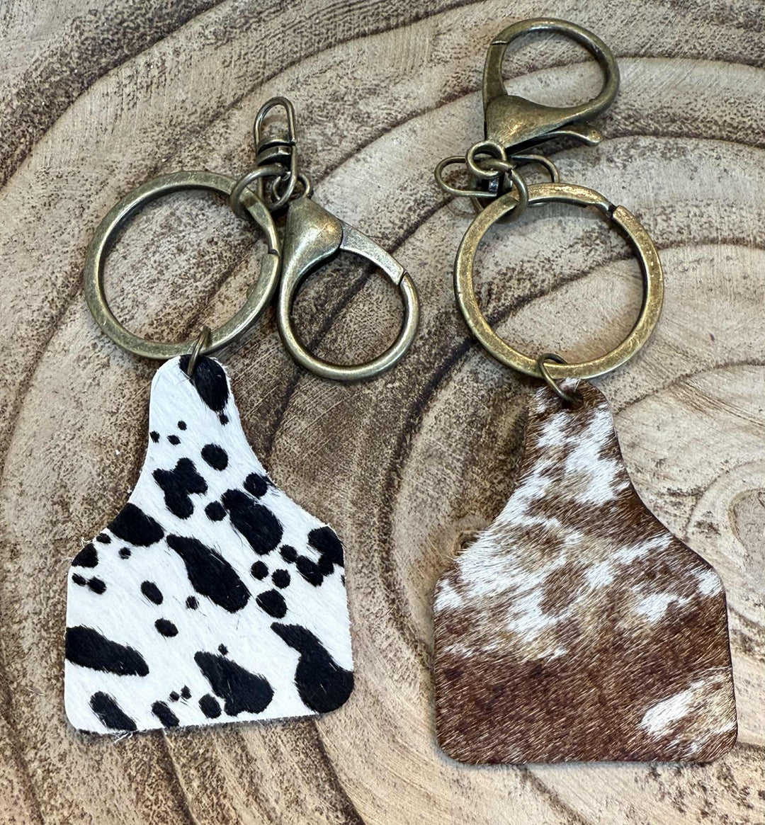 COW TAG HAIR ON KEYCHAIN
