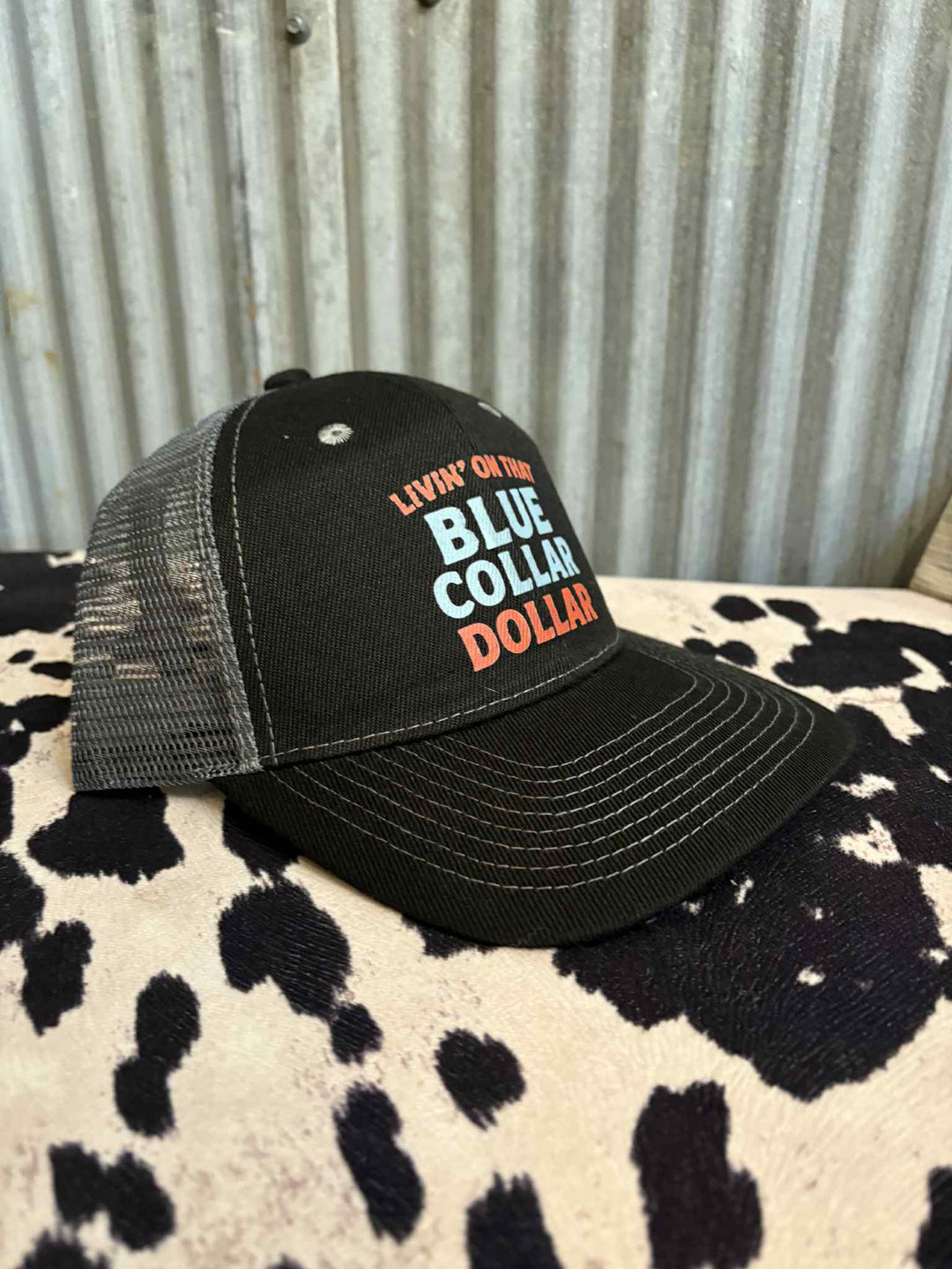 LIVIN' ON THAT BLUE COLLAR TRUCKER HAT