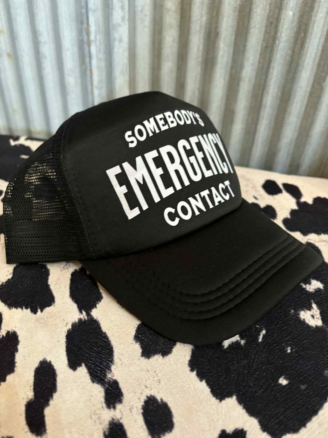 EMERGENCY CONTACT TRUCKER HAT