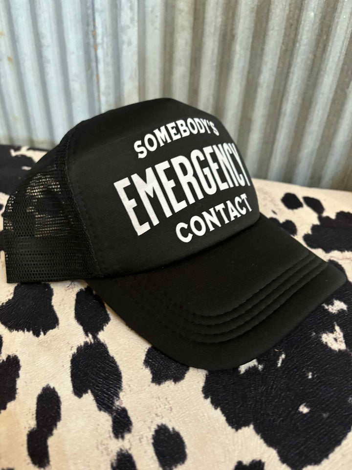 EMERGENCY CONTACT TRUCKER HAT