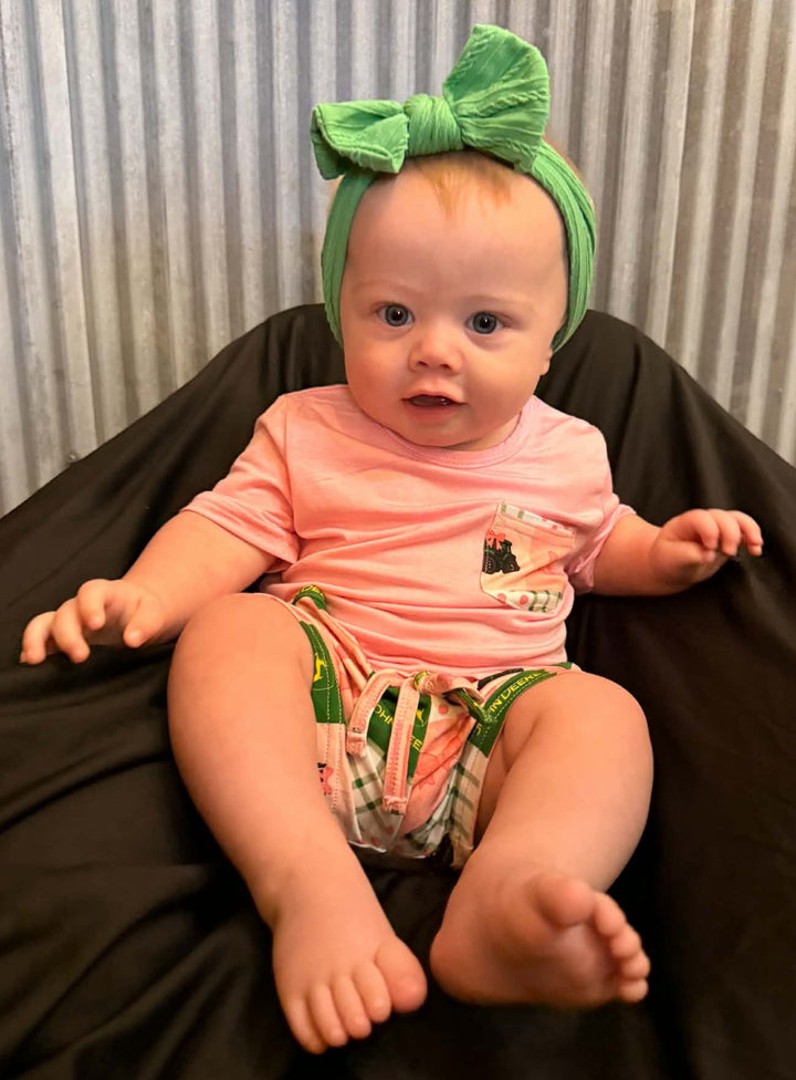 JOHN DEERE PINK BAMBOO 2 PIECE SHORT SET