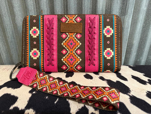 Hot Pink Wrangler Southwestern Wallet Wristlet