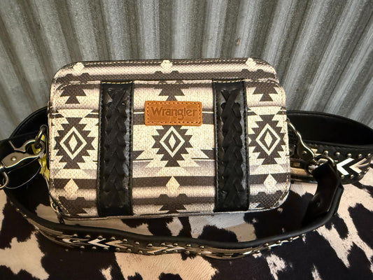 BLACK WRANGLER AZTEC CROSSBODY WITH WALLET COMPARTMENT