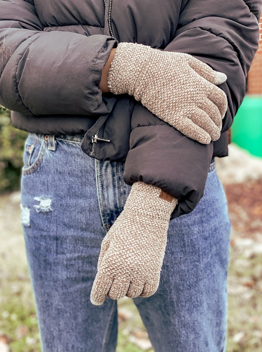 CHENILLE KNIT C.C GLOVES WITH SMART TIPS