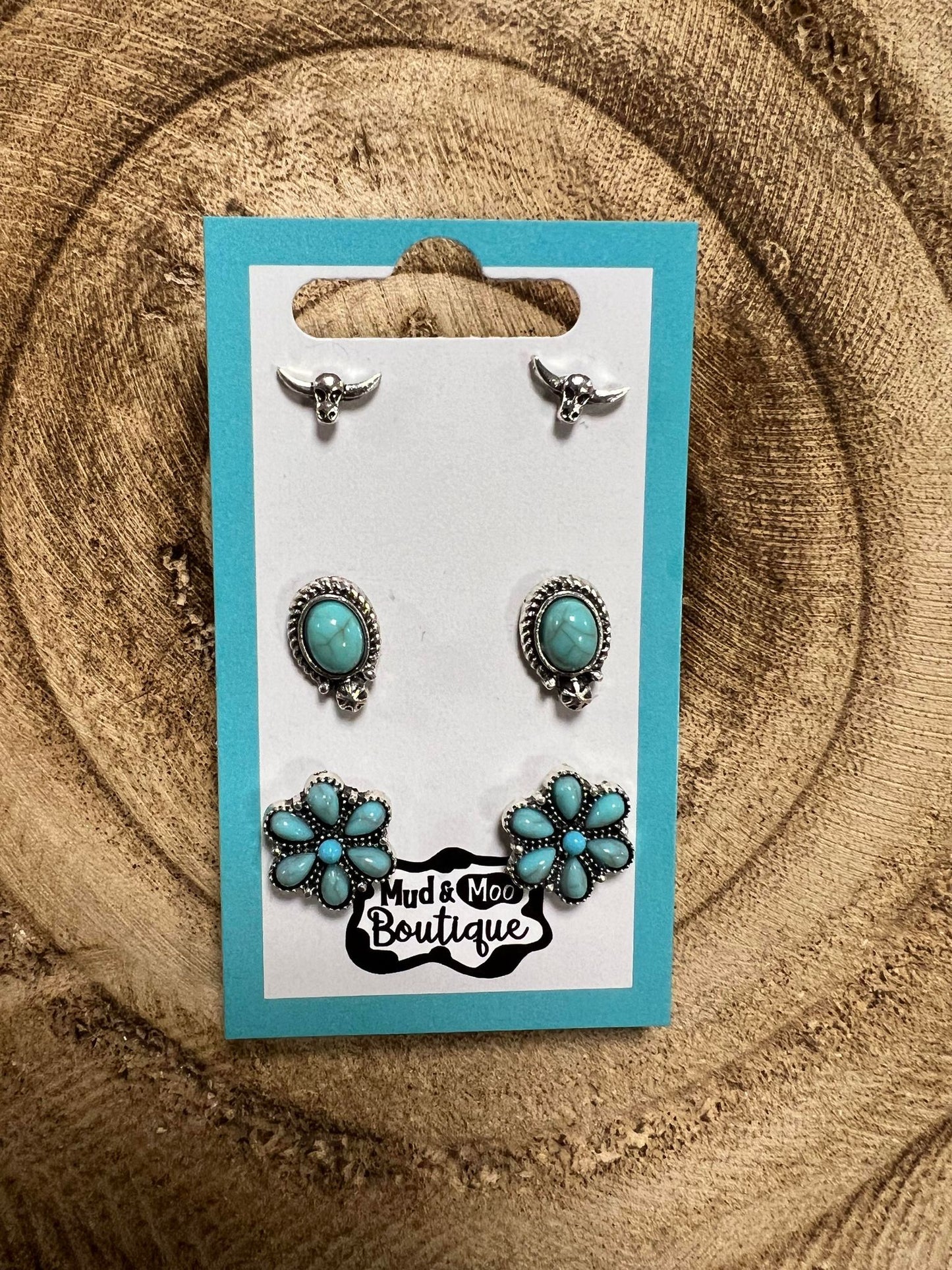 Western Turquoise Earrings 3 Pack