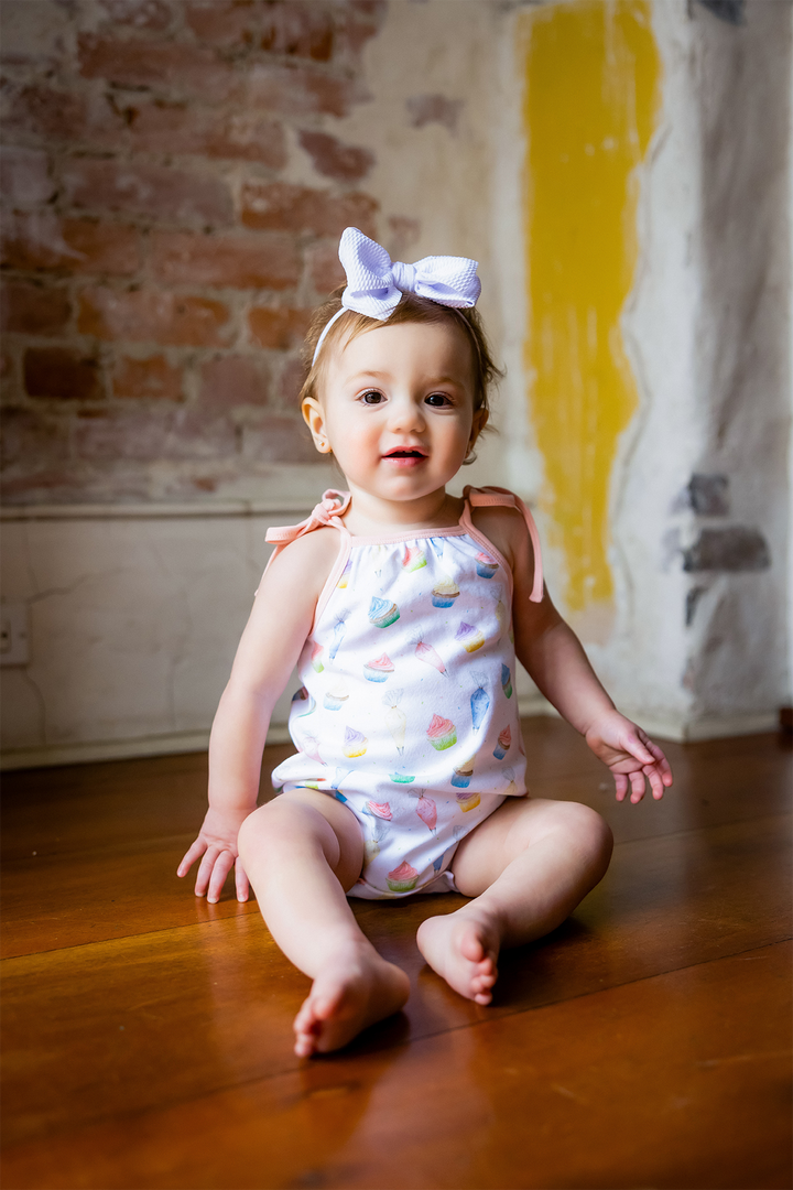 Frosted Happiness Organic Cotton Shoulder-Tie Onesie