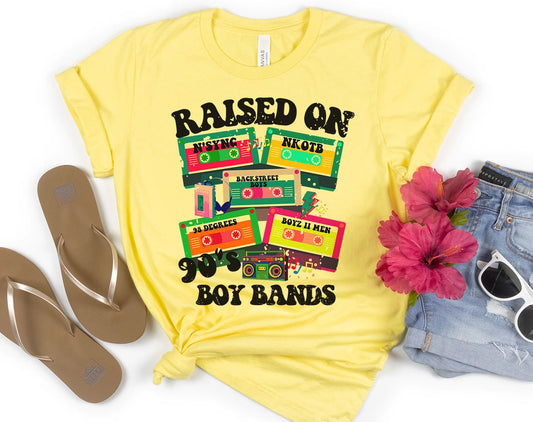 RAISED ON 90'S BOY BANDS GRAPHIC TEE