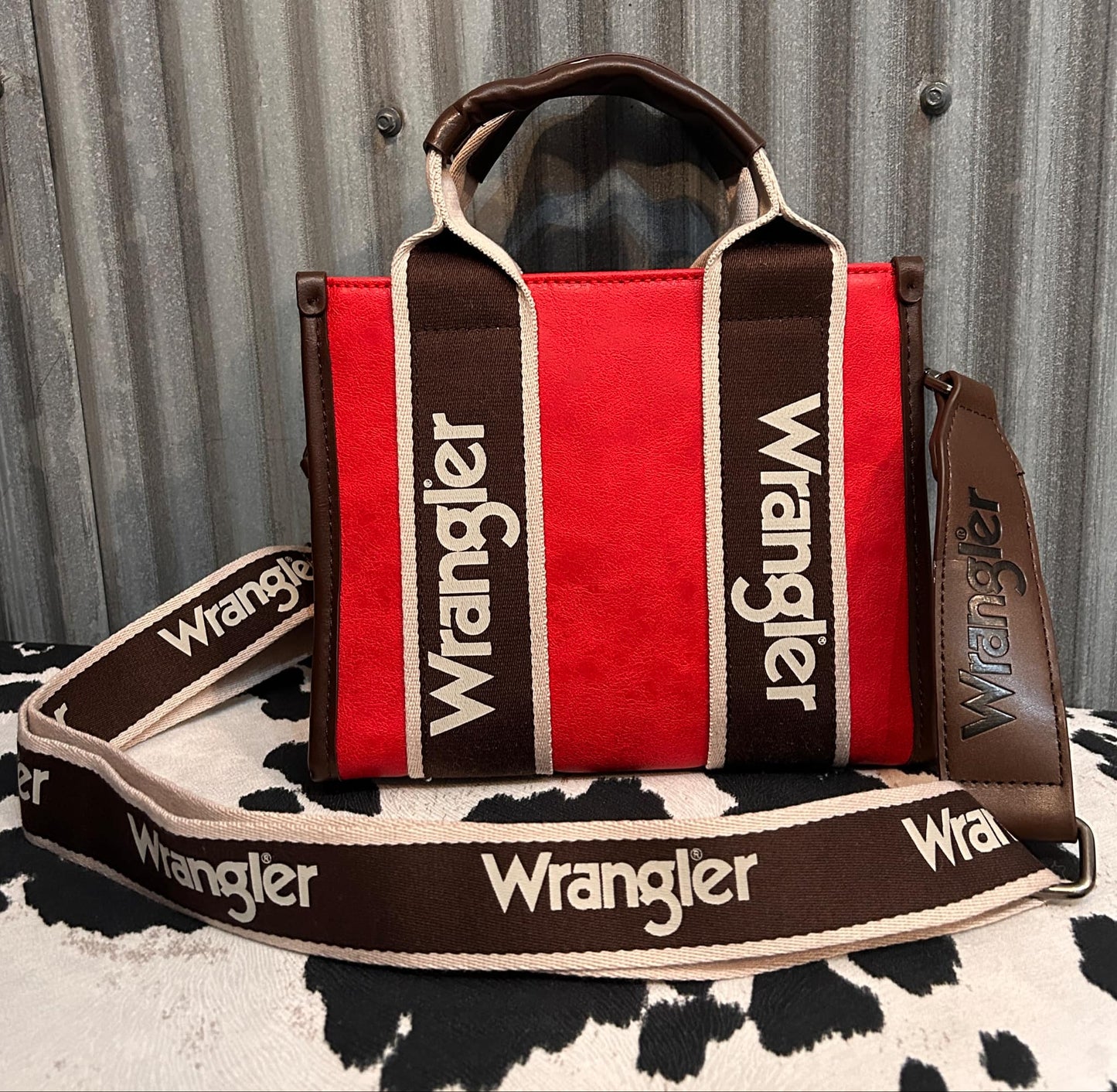 Red Wrangler Color Block Crossbody Tote