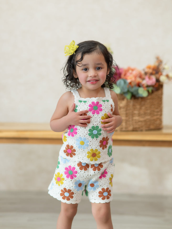 Summer Crochet Floral Girl Set