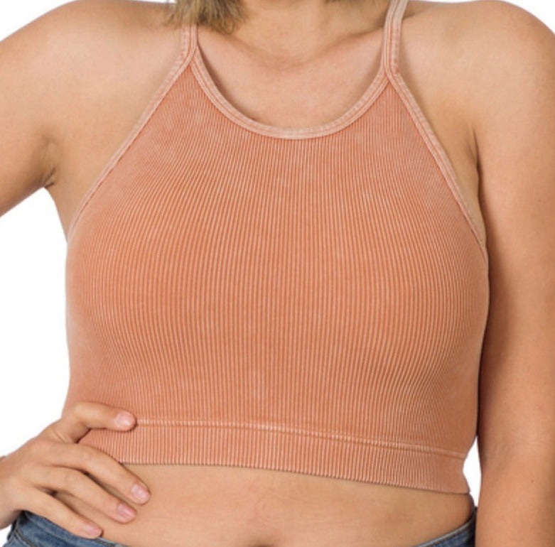 ACID WASH CROPPED TANK - CURVY SIZE