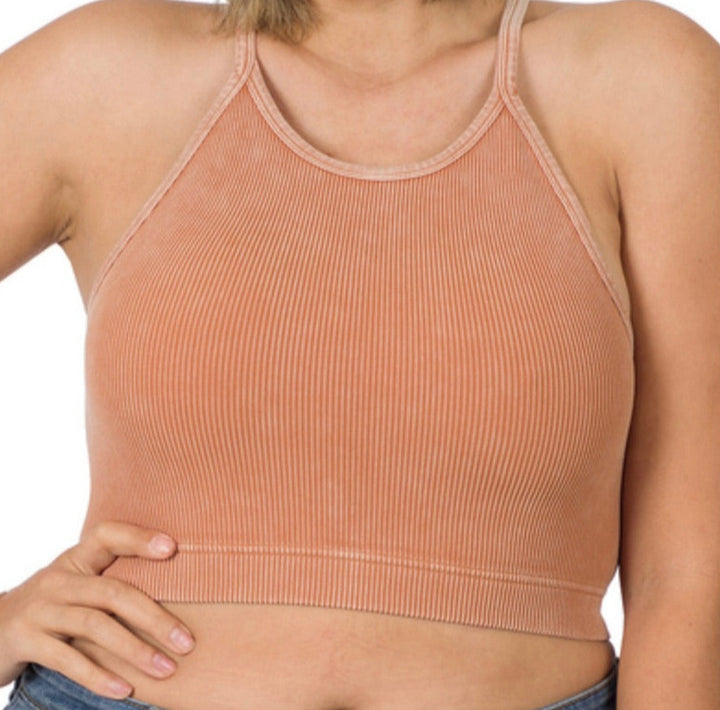ACID WASH CROPPED TANK - CURVY SIZE