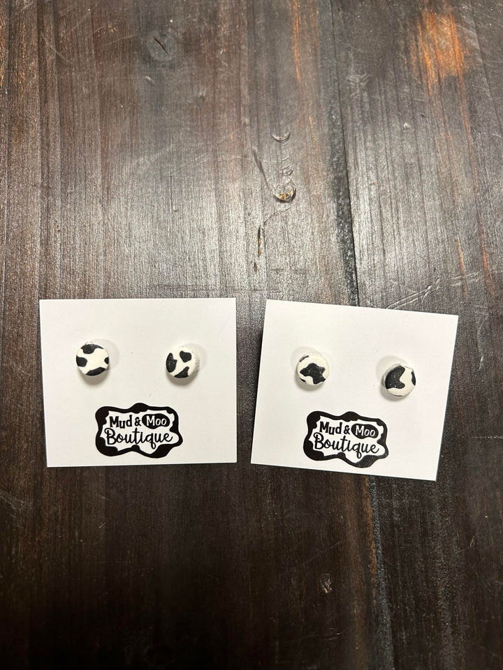 COW CLAY STUD EARRINGS