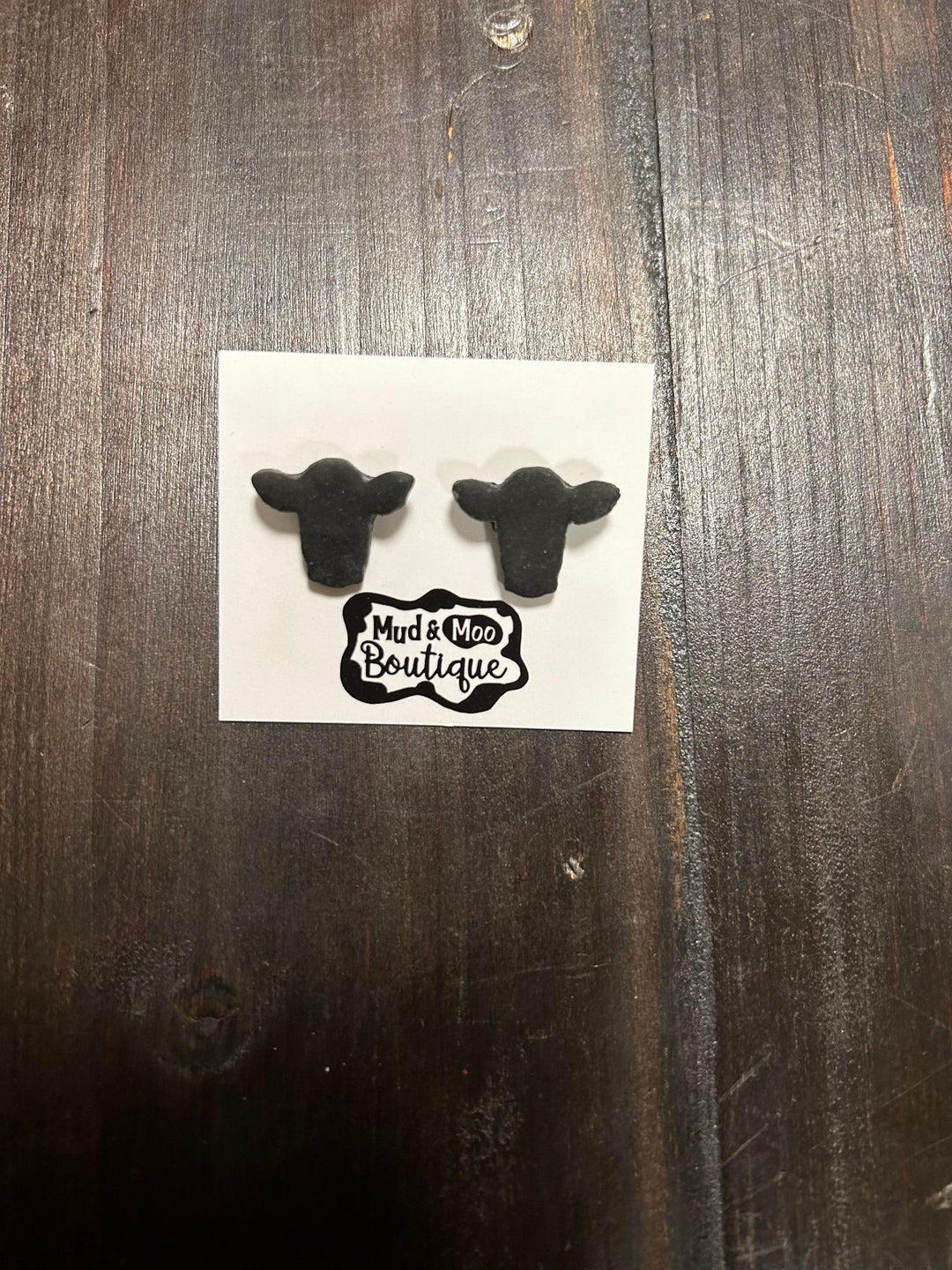 COW CLAY STUD EARRINGS