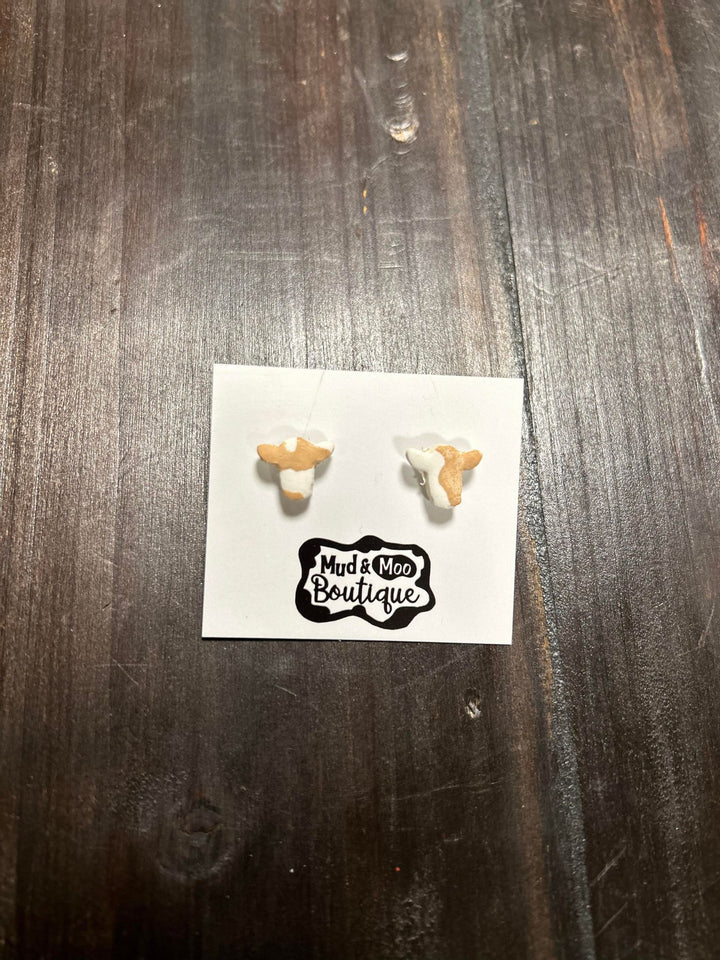 COW CLAY STUD EARRINGS