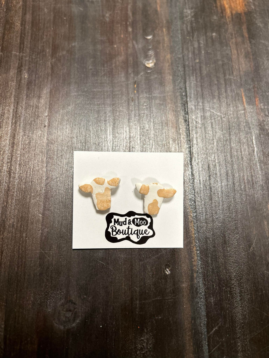 COW CLAY STUD EARRINGS
