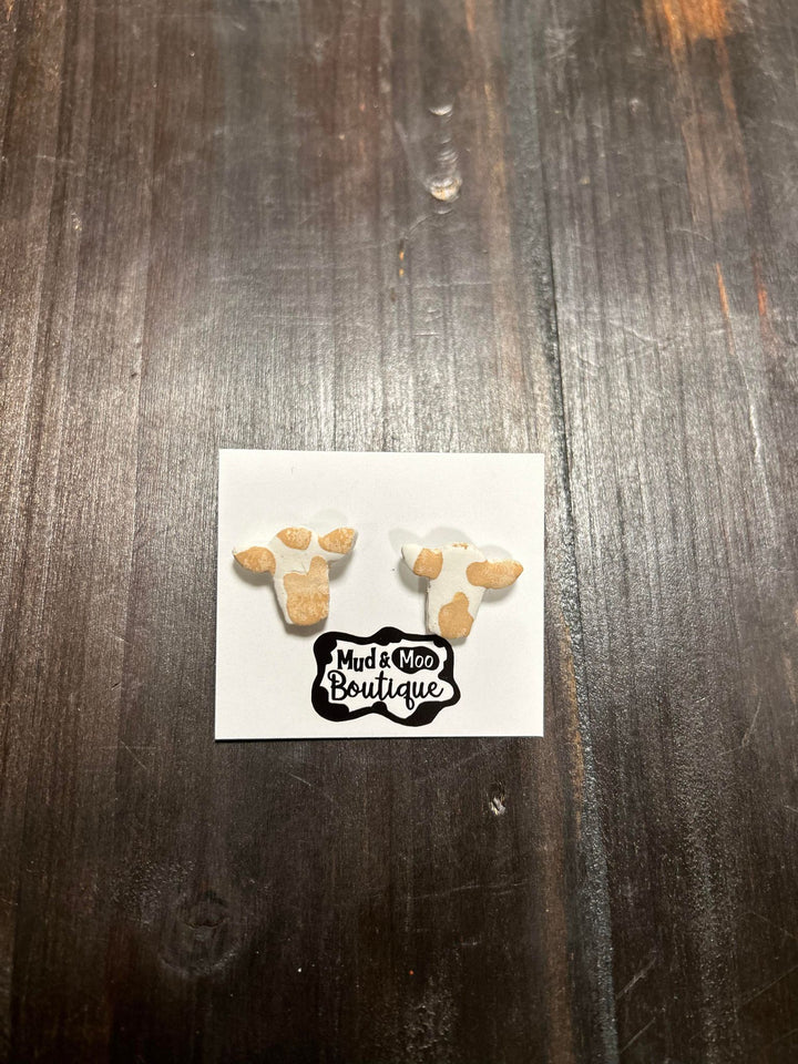 COW CLAY STUD EARRINGS