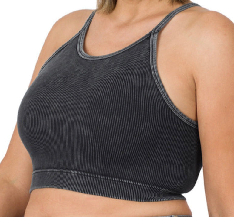 ACID WASH CROPPED TANK - CURVY SIZE