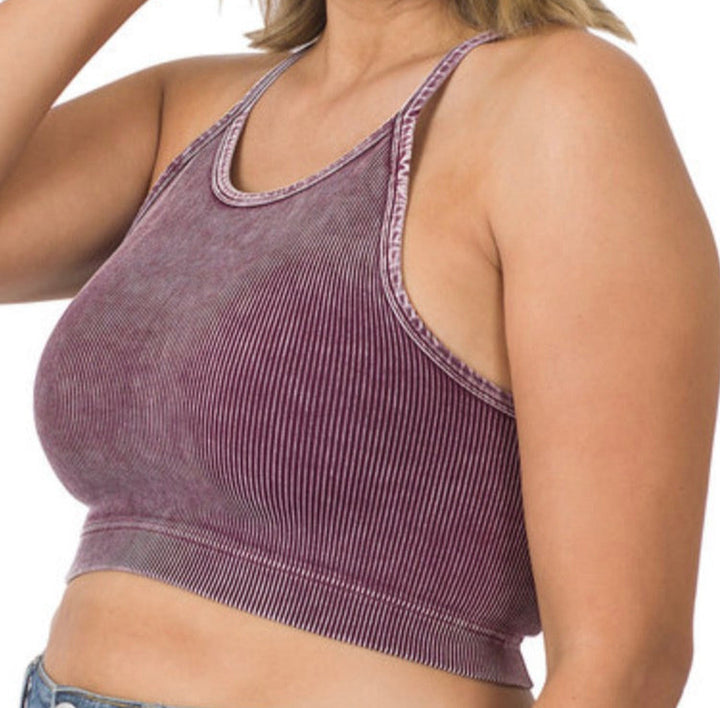 ACID WASH CROPPED TANK - CURVY SIZE