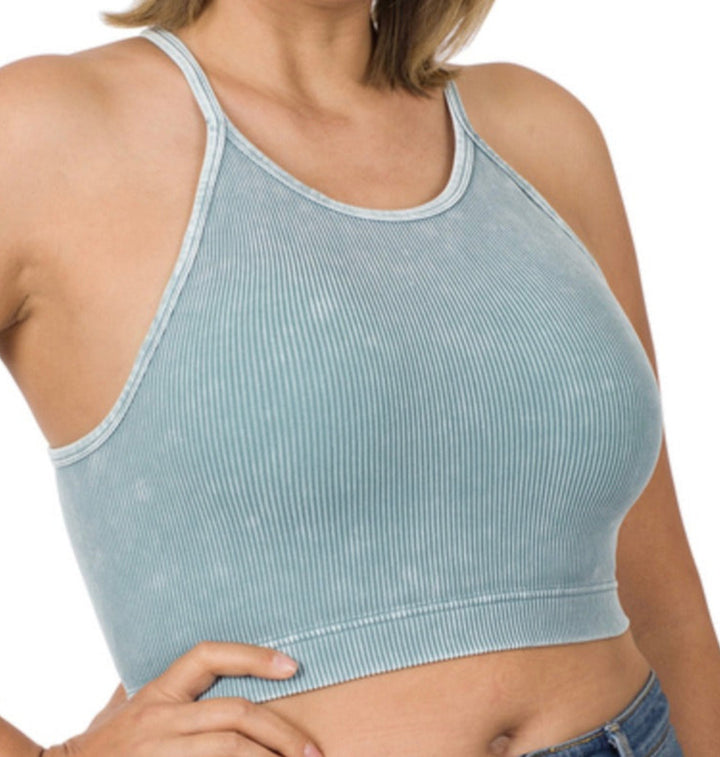 ACID WASH CROPPED TANK - CURVY SIZE