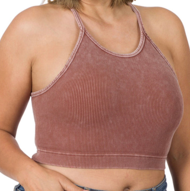 ACID WASH CROPPED TANK - CURVY SIZE