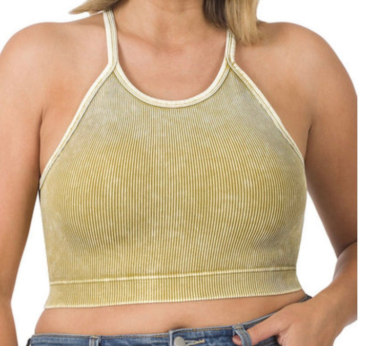 ACID WASH CROPPED TANK - CURVY SIZE