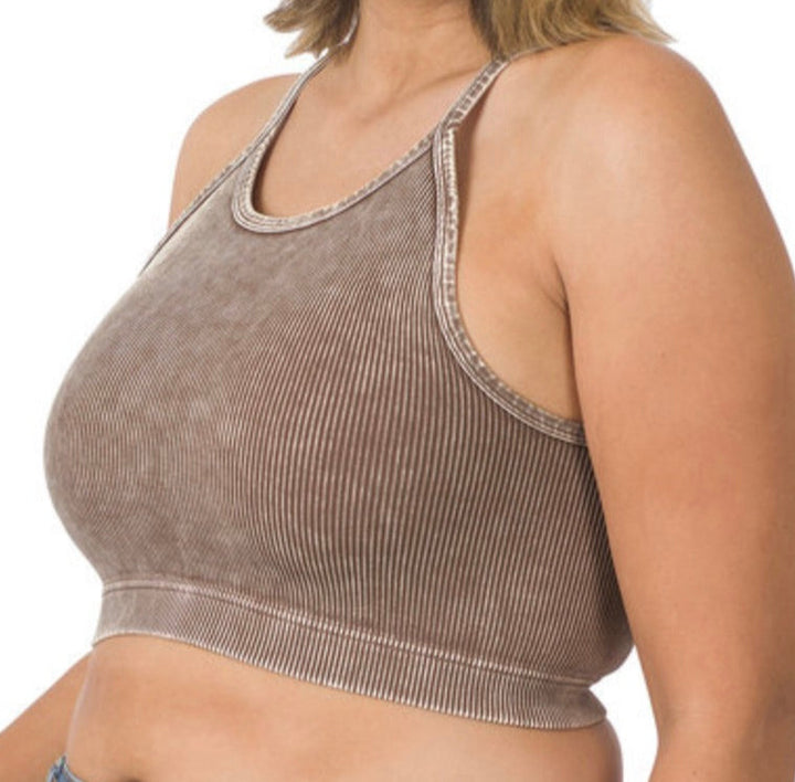 ACID WASH CROPPED TANK - CURVY SIZE