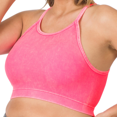 ACID WASH CROPPED TANK - CURVY SIZE